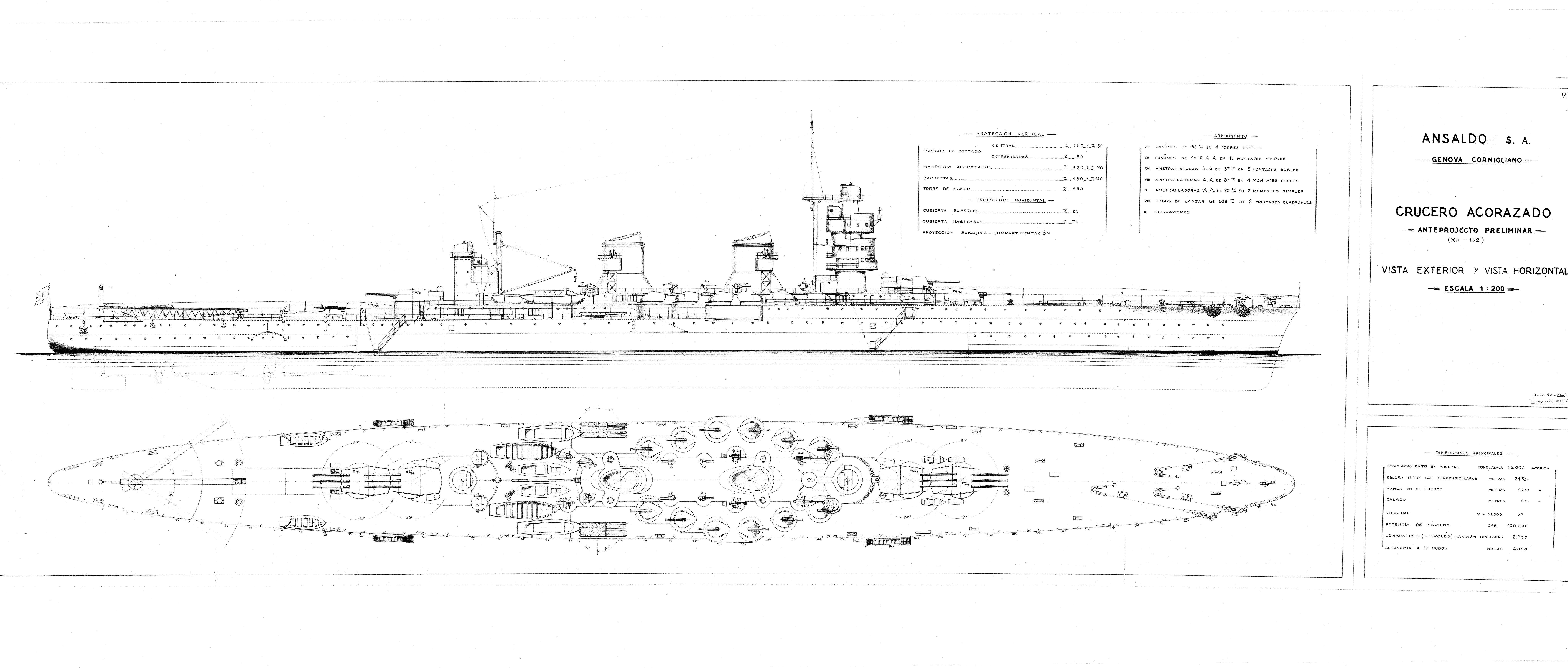 Ansaldo heavy cruiser for Spain variant 2