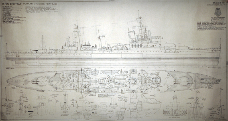 Схема крейсера HMS Sheffiled